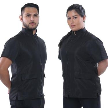 Imagem de Jaleco Groomer Unissex Preto Anti Pelos Uniforme Tosador - DUKI Unifor