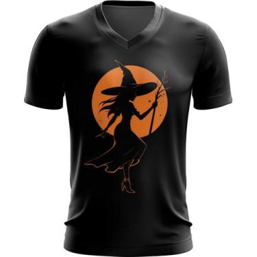 Imagem de Camiseta Gola V Bruxa Halloween Laranja Festa 3 - Kasubeck Store, INF 