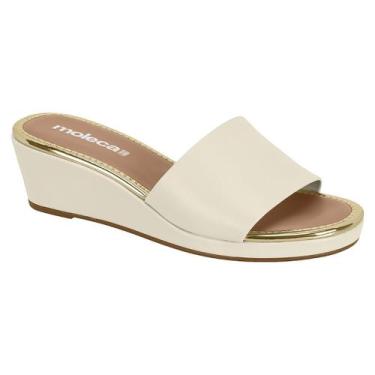 Imagem de Tamanco Feminino Moleca Anabela Plataforma Salto Baixo Slide, Branco o