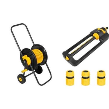 Imagem de Suporte Enrolador c/rodas +Mang 20m+Aspersor 17 jatos Vonder