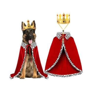 Imagem de Fantasia De Rei De Halloween Para Cães Grandes, Capa Ajustável Com Cor