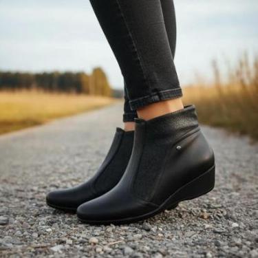 Imagem de Bota Feminina Cano Baixo Anabela Baixa Tamanho Grande Confort Piccadilly 143217-Feminino