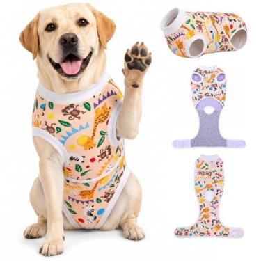 Imagem de Macacão de Recuperação para Cães PetWarm XL Estampa Zoo Amarelo