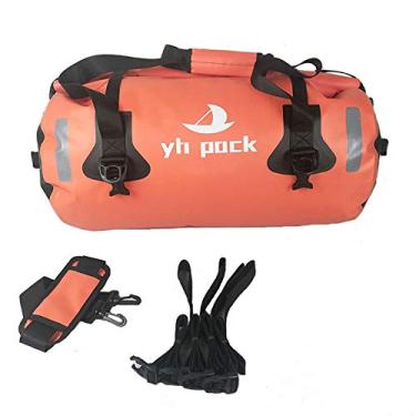 Imagem de Bolsa de viagem à prova d'água para motocicleta mochila de couro para motocross grande capacidade bolsa para moto bolsa de cauda Cavaleiro montaria, laranja, 60L