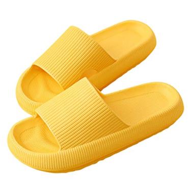 Imagem de Pantufas de travesseiro para homens e mulheres, chinelos de casa super macios antiderrapantes, chinelos de banheiro de espuma de massagem de secagem rápida, sola grossa antiderrapante de espuma vinílica acetinada, chinelos macios de bico aberto, sapatos de sola grossa para praia