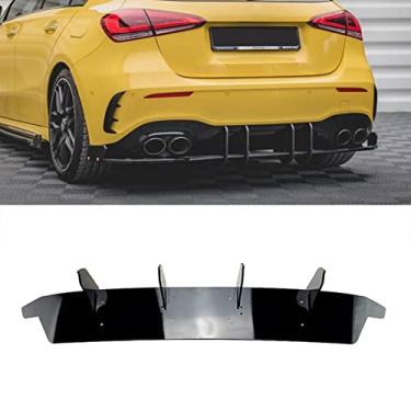Imagem de FINMOKAL Para Benz A Class W177 A35 A45 AMG Preto Difusor Traseiro Shark Fin Spoiler Lip Wing
