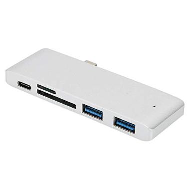 Imagem de Hub USBC, liga de alumínio 5 em 1 portátil tipoC/SD/microSD/adaptador de portas USB 3.0, compatível com mouse/disco rígido portátil/USB/cartão de memória/câmera