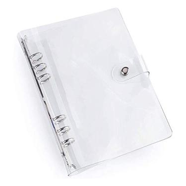 Imagem de Capa de planejador de caderno de PVC macio transparente com 6 furos A5 capa de agenda recarregável para notebook fichário redondo