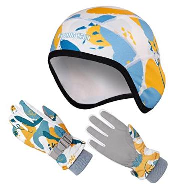 Imagem de Tingpai Gorro de inverno quente e luvas conjunto de 2 peças pa crianças touca de esqui à prova de com luvas pa patinação em clima frio