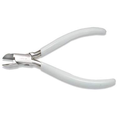 Imagem de The Beadsmith Cortador lateral de 130 mm, com cabeça de aço polido, cabo confortável de PVC branco e alça de mola de folha dupla, ferramenta de fabricação de joias, série 300
