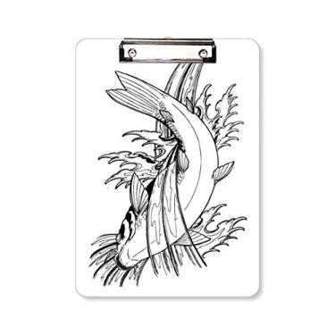 Imagem de Peixe Natação Satisfação Mar Costurada Prancheta Pasta Bloco de Escrita Placa de Apoio A4