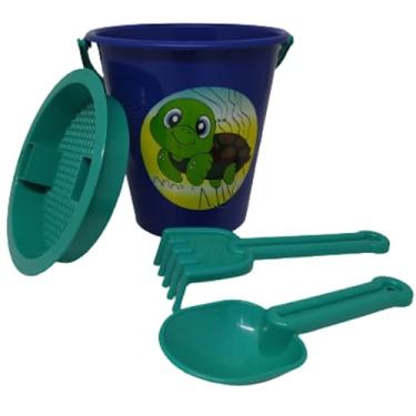 Imagem de Balde De Praia Infantil Com Pá Rastelo E Peneira