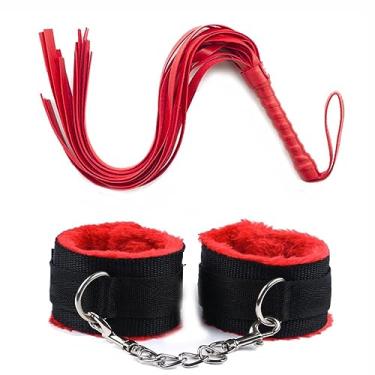 Imagem de Kit Sexual Para Casal Algemas Sexuais Acessórios Exóticos Brinquedos para Casais Jogos Adultos (Vermelho)