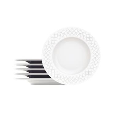 Imagem de Conjunto com 6 Pratos de Sobremesa Tramontina Ingrid em Porcelana 21 cm - Branco