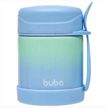 Imagem de Pote Térmico Buba Aço Inoxidável Com Colher Degradê Azul