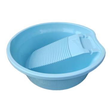 Imagem de IEUDNS Bacia de lavagem para lavar as mãos roupas placa de lavagem de mãos suprimentos de lavagem bacia de lavanderia para casa ao ar livre camisa calças, Azul