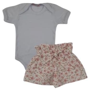 Imagem de Conjunto Body Manga Curta e Short Clochard Floral - Roupa Bebê Menina - SempreBebê-Feminino