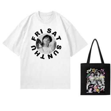 Imagem de Camiseta K-pop Jungkook Solo Seven + lona, camisetas soltas unissex com suporte de mercadoria estampadas camisetas de algodão, B Branco, P