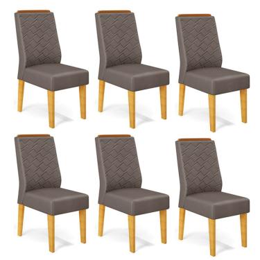 Imagem de Conjunto com 06 Cadeiras Lídia Cedro Veludo Lunar DJ Móveis