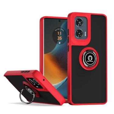 Imagem de QUIETIP Capa compatível com Motorola Edge 50 Fusion, TPU + PC rígido à prova de choque, anel magnético para carro, capa de suporte, vermelha