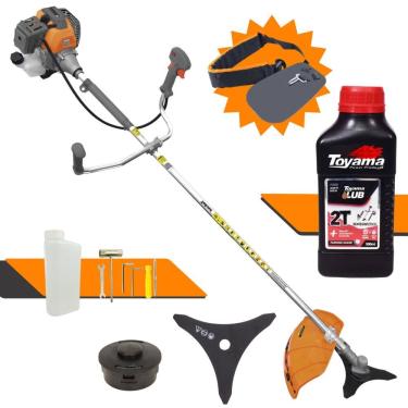 Imagem de Cortador de Grama Á Gasolina Tekna RL520P Plus 2T 52cc 2HP Roçadeira Profissional Com Lâmina 3 Pontas e Carretel Nylon + ÓLEO TOYAMA 2T