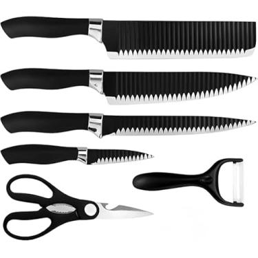 Imagem de Kit de Facas Profissionais 6 Peças - 5 Facas Afiadas de Aço Inoxidável + 1 Descascador - Com Caixa Elegante de Abertura Frontal - Qualidade e Precisão para Cozinhas Modernas - Ideal para Chefs