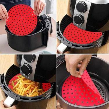 Imagem de Forma Para Airfryer De Silicone Tapete Reutilizável - SM, VERMELHO