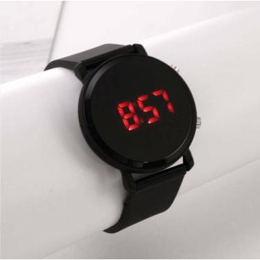 Imagem de Relógio Digital Led Redondo Esportivo Pulseira Silicone Feminino Mascu