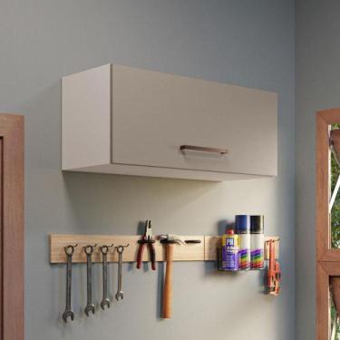 Imagem de Armário Aéreo Multiuso 80cm 1 Porta Basculante Branco/Crema Agata Made