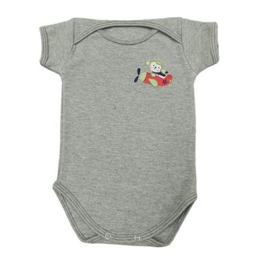 Imagem de Body Bebê Manga Curta Avião Menino - Mellane Baby, M, Cinza, Mescla