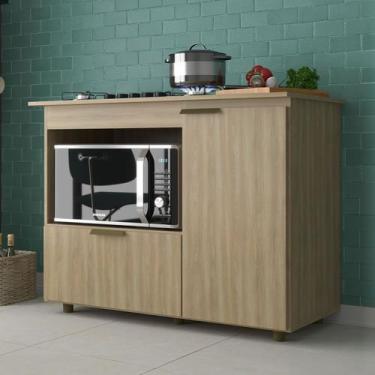 Imagem de Balcão de Cozinha Bigger 2 Portas Dourado - Jcarvalho, Moderno, Marrom