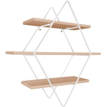 Imagem de Prateleira Tripla Estante Decorativa Livros Quarto Sala Losan Aço MDF 