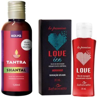 Imagem de Kit Óleo De Massagem Corporal E Gel Beijavel Esfria Morango - Sofistic