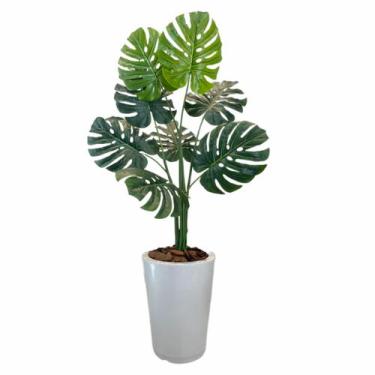 Imagem de Planta Artificial Costela De Adão + Vaso Polietileno Liso - Flor Imp