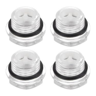 Imagem de HARFINGTON 4 peças de vidro de visão de óleo para compressor de ar M16 x 1,5 mm macho medidor de nível de líquido cabeça sextavada janela indicadora de óleo com anel de vedação para acessórios de