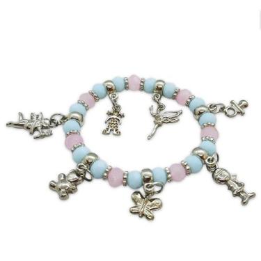 Imagem de Pulseira Ibeji Erê Orixás Rosa e Azul Bebê Ajustável - flash
