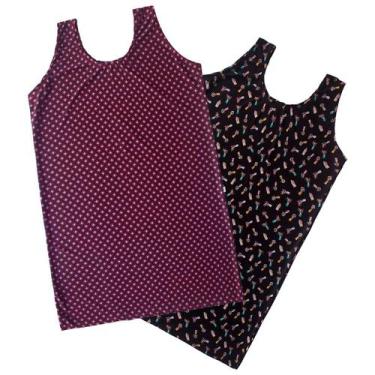 Imagem de Kit 2 Pijama Senhora Camizola Feminino Adulto Liganete Curto Vestido D