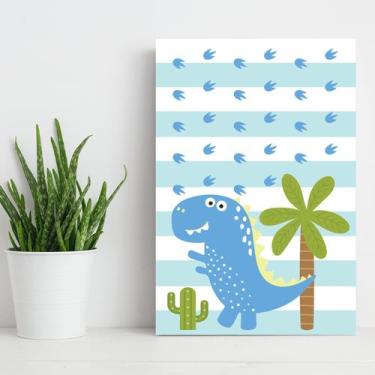 Imagem de Placa Decorativa MDF Infantil Dinossauro Baby Azul 30x40 - Quartinhos