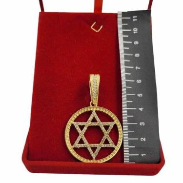 Imagem de Pingente estrela de davi cravejado m - banhado a ouro 18k - ToJoia18k