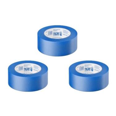 Imagem de Kit 3 Fita Crepe Azul Mascaramento Pintura 48mm x 50m Tigre