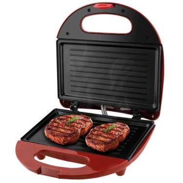 Imagem de Grill Britania Crome Inox - 750W - 220V - Vermelho, 220V