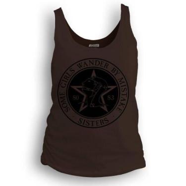 Imagem de Camiseta regata feminina Dasantigas malha 100% algodão estampa Sisters