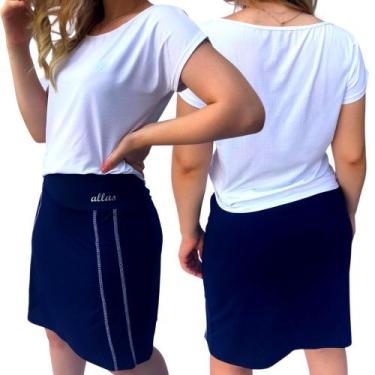 Imagem de Conjunto Short Saia + Blusa Dryfit Moda Fitness Modesta Evangélica Pol