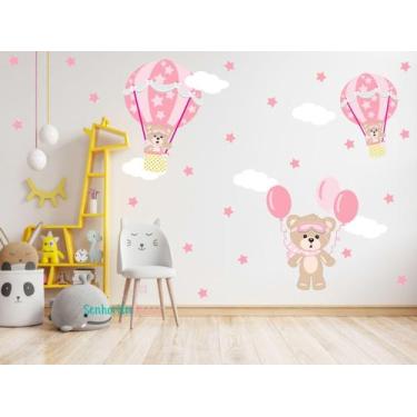 Imagem de Adesivo Decorção De Quarto De Menina Ursinha Balão Rosa Bebê - senhori