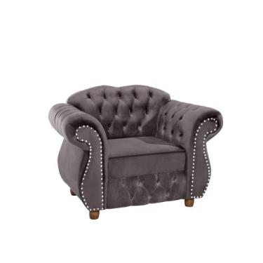 Imagem de Poltrona Chesterfield Merlo - Veludo Cinza Médio / Decoração, recepção