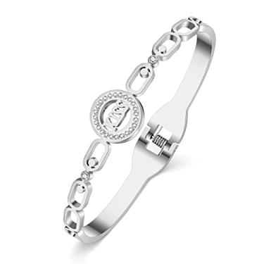 Imagem de RAIDIN Bracelete banhado a ouro 18 k de aço inoxidável com zircônia cúbica e strass e cristal de zircônia cúbica, joias para mulheres e meninas presente, Moderate, Aço inoxidável, Zircônia cúbica