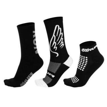 Imagem de Meia Corrida Ciclismo HUPI - Kit com 3 Pares, Preto, ÚNICA
