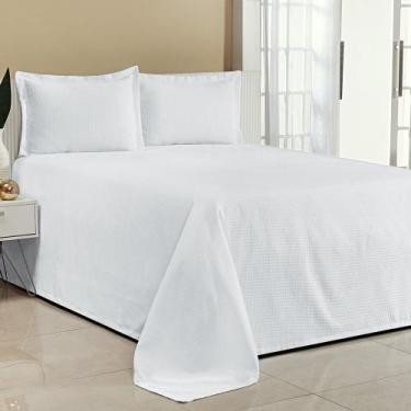 Imagem de Kit Cobre Leito Super King Bella Piquet 03 Peças - Branco Liso - Borda