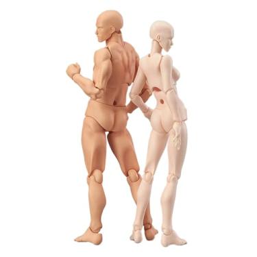 Imagem de Refein Figuras de desenho para artistas, pacote com 2 bonecos de manequim artísticos de manequim, modelo de figura de ação articulado pequeno modelo de figura de desenho, figura de stop motion para