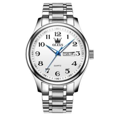 Imagem de Relógio OLEVS Masculino - Quartzo, Aço Inoxidável Branco com Data